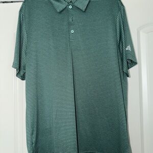 Adidas Men's Teal Striped Polo Shirt